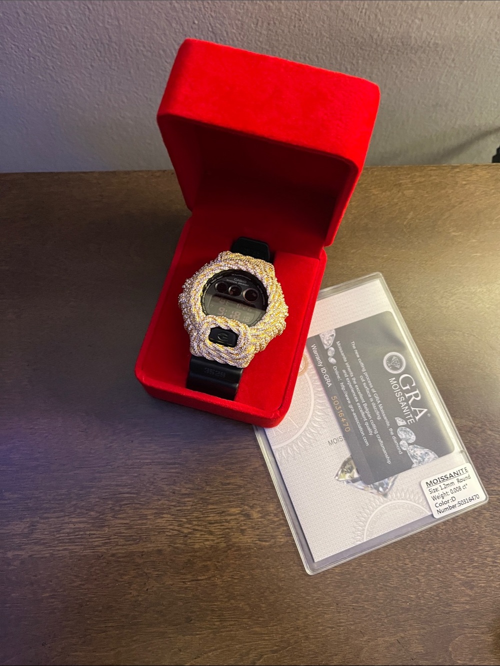 Black Digital Sports Watch with Gold-Tone Crystal Bezel